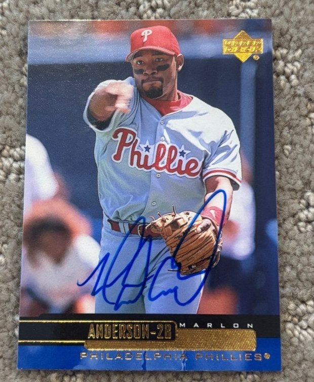 2000 Upper Deck Marlon Anderson signed autographed card Philadelphia Phillies
