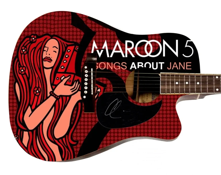 Adam Levine Autographed Maroon 5 Songs About Jane Lp Graphics Acoustic Guitar