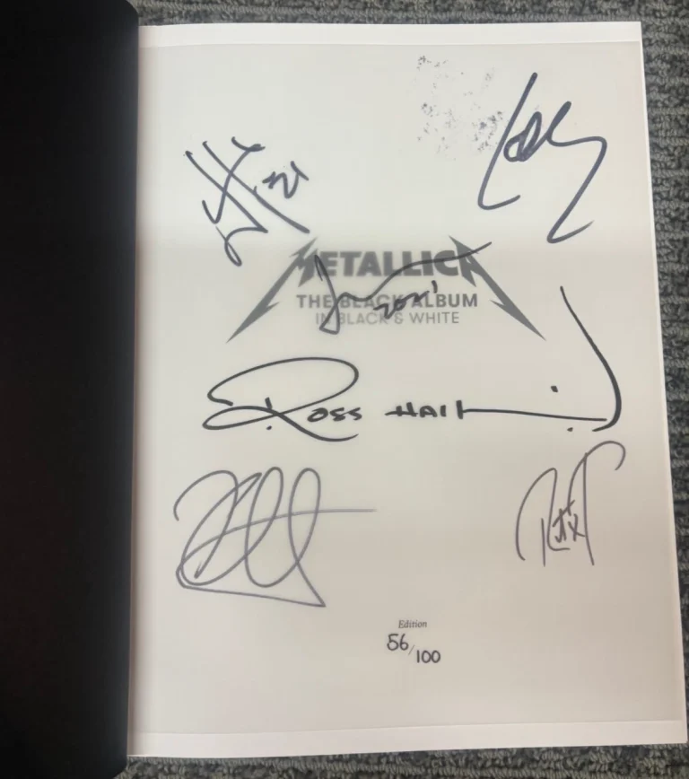 METALLICA The Black Album In Black & White Book Signed By 6 w/Hetfield 56/100