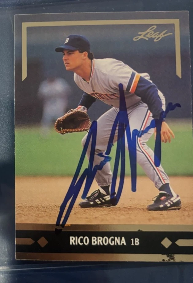 1991 LEAF GOLD ROOKIES RICO BROGNA SIGNED AUTOGRAPHED CARD #BC11 DETROIT TIGERS COLLECTIBLE MEMORABILIA