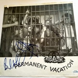 Aerosmith Autographed X3 Signed Permanent Vacation LP Record Album Sleeve ACOA