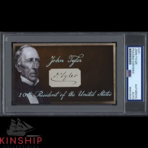 President John Tyler signed Cut 3x5 Custom Card PSA DNA Slab Auto C5457