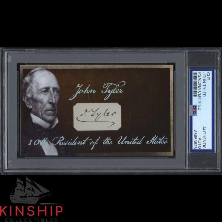President John Tyler signed Cut 3x5 Custom Card PSA DNA Slab Auto C5457