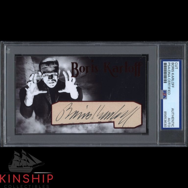 Boris Karloff signed Cut 3x5 Custom Card PSA DNA Slab Frankenstein Auto C5456