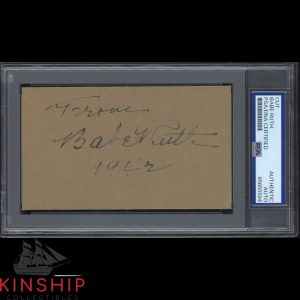 Babe Ruth signed 3x5 Cut PSA DNA Slabbed Inscribed Auto Yankees HOF C5492