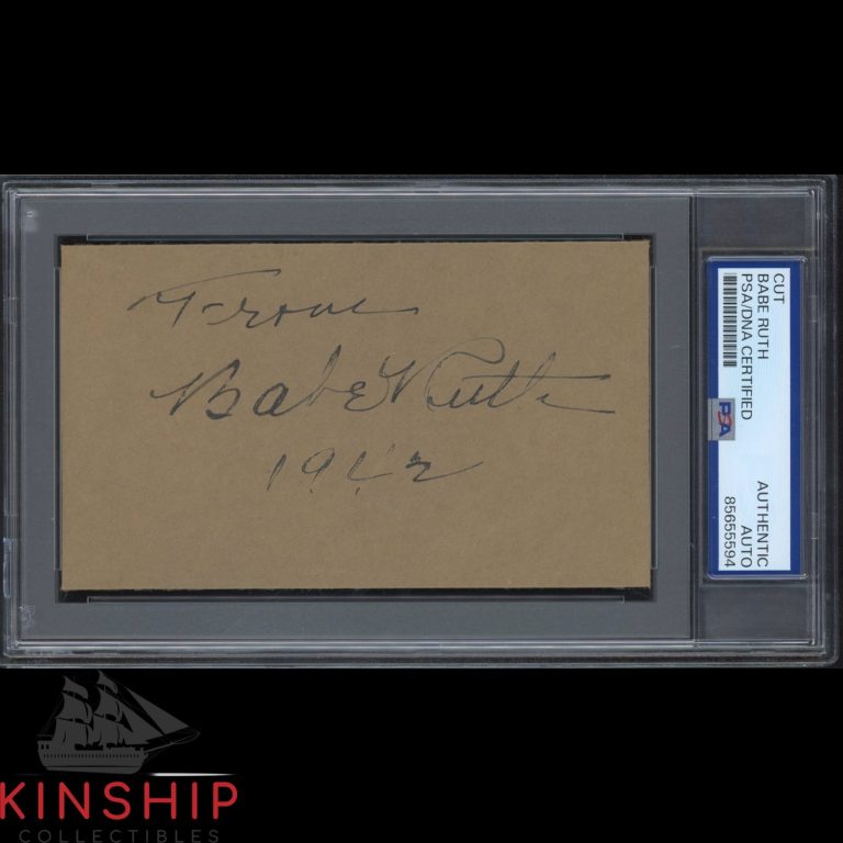 Babe Ruth signed 3x5 Cut PSA DNA Slabbed Inscribed Auto Yankees HOF C5492