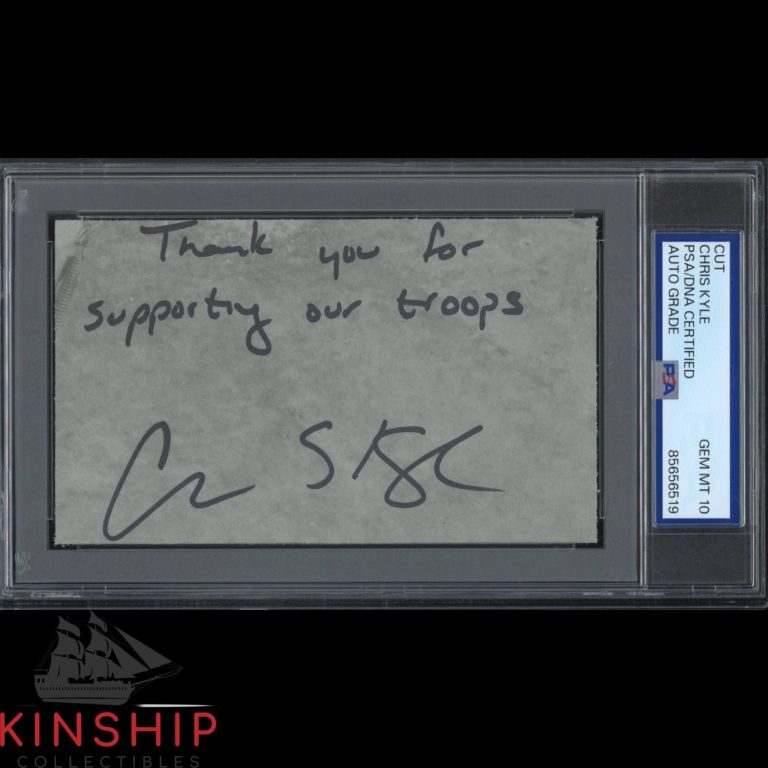 Chris Kyle signed 3x5 Cut PSA DNA Slabbed Inscribed Military Auto Grade 10 C5469