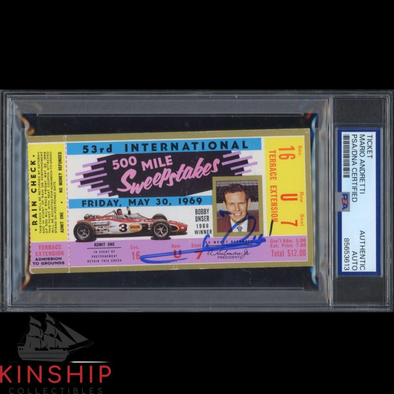 Mario Andretti signed 1969 Indy 500 Ticket PSA DNA Slab Racing Auto C5486