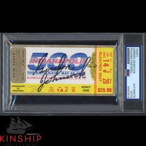 Gordon Johncock signed 1982 Indy 500 Ticket PSA DNA Slab Racing Auto C5477