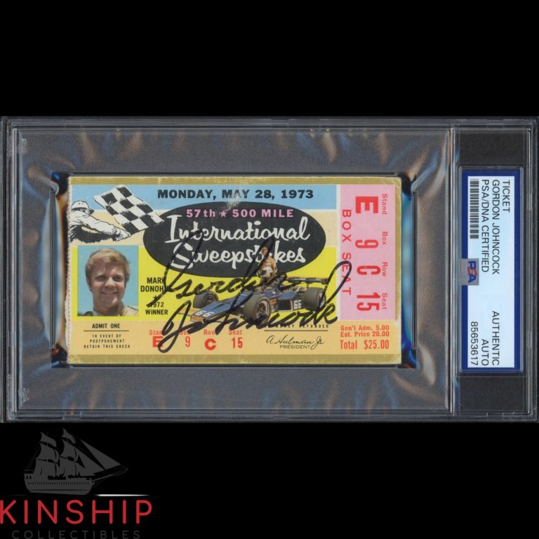 Gordon Johncock signed 1973 Indy 500 Ticket PSA DNA Slab Racing Auto C5475