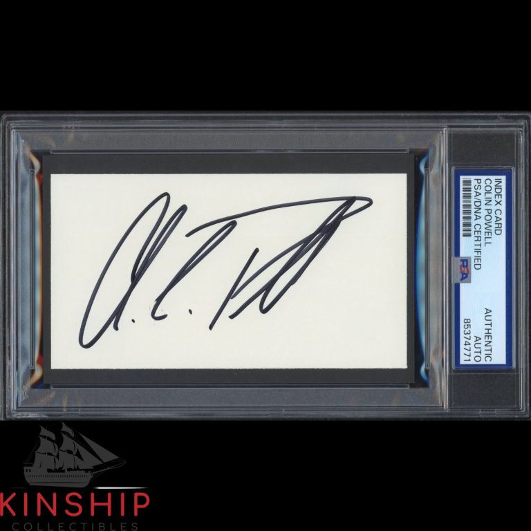 Colin Powell signed Cut PSA DNA Slabbed Bold Military Sec of State Auto C5499