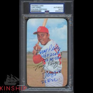Tony Perez signed 1971 Topps Super #6 Card PSA DNA Slab Inscribed HOF Auto C5496