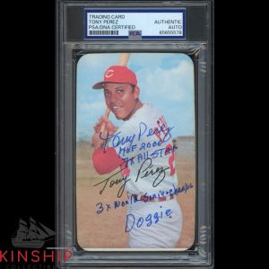 Tony Perez signed 1971 Topps Super #6 Card PSA DNA Slab Inscribed HOF Auto C5545
