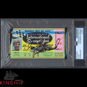 Gordon Johncock signed 1973 Indy 500 Ticket PSA DNA Slab Racing Auto C5548