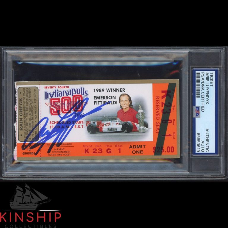 Arie Luyendyk signed 1990 Indy 500 Ticket PSA DNA Slab Racing Auto C5546