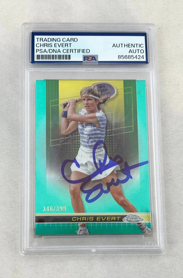 Chris Evert Signed Card 2024 Topps Chrome Aqua Refractor #330/399 PSA/DNA 2 COA