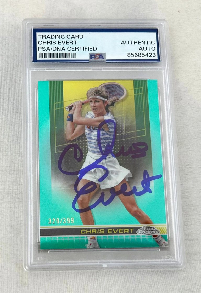 Chris Evert Signed Card 2024 Topps Chrome Aqua Refractor #330/399 PSA/DNA 1 COA