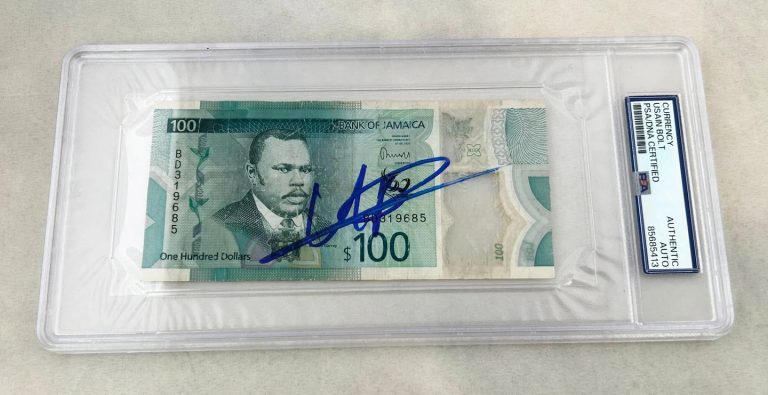 Usain Bolt Signed Official Jamaican Currency $100 Olympic Champion PSA/DNA COA