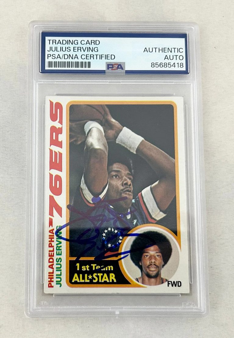 Julius Erving Signed Card Dr. J Topps 1969 #130 PSA/DNA COA