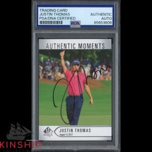 Justin Thomas signed 2021 Upper Deck SP Card PSA DNA Slab PGA Golf Auto C5520