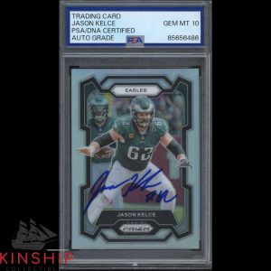 Jason Kelce signed 2023 Panini Prizm #245 Card PSA DNA Slab Eagles Auto 10 C5537
