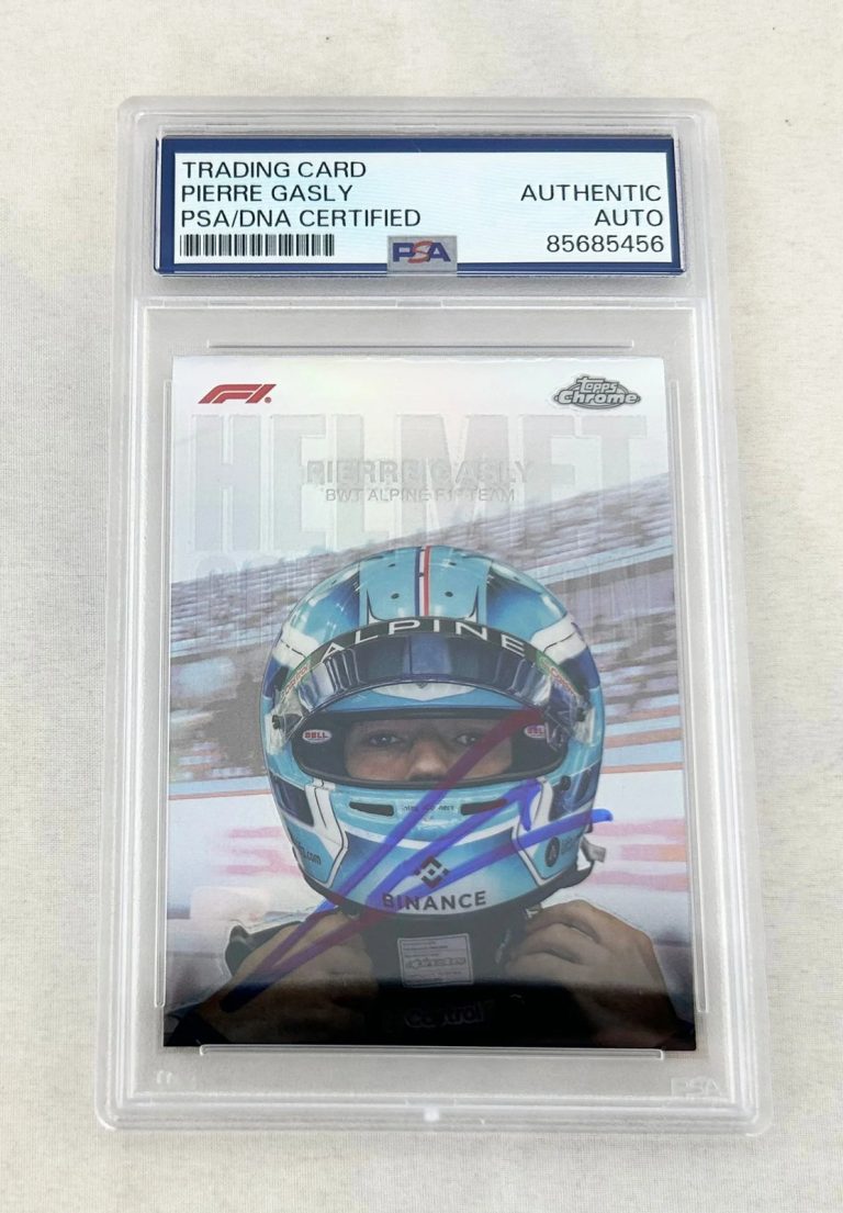 Pierre Gasly Signed Card 2024 Topps Chrome #HC99 Helmet F1 PSA/DNA COA