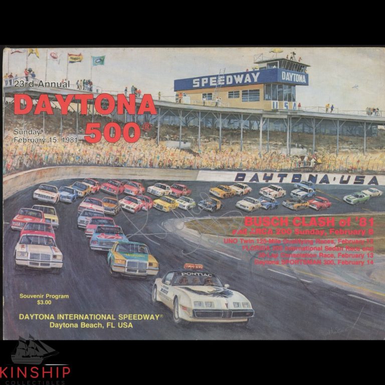 RICHARD PETTY SIGNED 1981 DAYTONA 500 PROGRAM JSA COA NASCAR AUTO WINNER E312 COLLECTIBLE MEMORABILIA