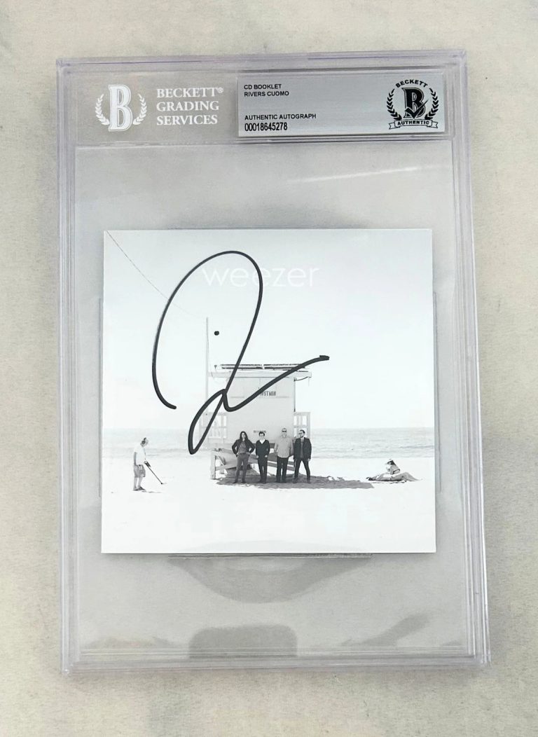 Rivers Cuomo Signed CD Cover Weezer White Album Beckett BAS COA