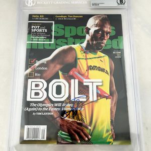 Usain Bolt Signed Sports Illustrated Magazine 2016 Rio Olympics Beckett BAS 4...