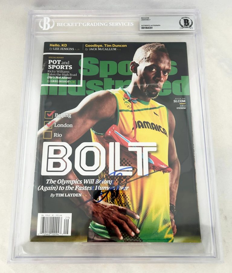 Usain Bolt Signed Sports Illustrated Magazine 2016 Rio Olympics Beckett BAS 4...