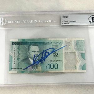 Usain Bolt Signed Official Jamaican Currency $100 Olympic Champion Beckett BA...