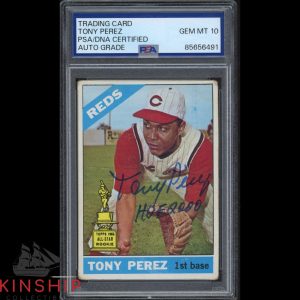 Tony Perez signed 1966 Topps Card #72 PSA DNA Slab Inscribed Auto Grade 10 C5514