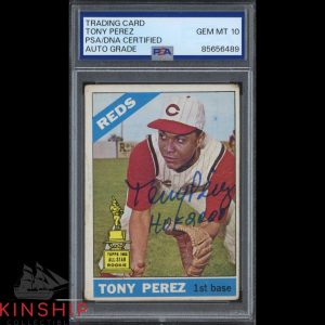 Tony Perez signed 1966 Topps Card #72 PSA DNA Slab Inscribed Auto Grade 10 C5513
