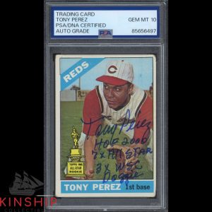 Tony Perez signed 1966 Topps Card #72 PSA DNA Slab Inscribed Auto Grade 10 C5505