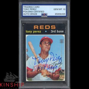 Tony Perez signed 1971 Topps Card 580 PSA DNA Slab Inscribed Auto Grade 10 C5508