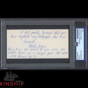 Chick Evans signed Cut PSA DNA Slabbed Inscribed Golf Auto C5542