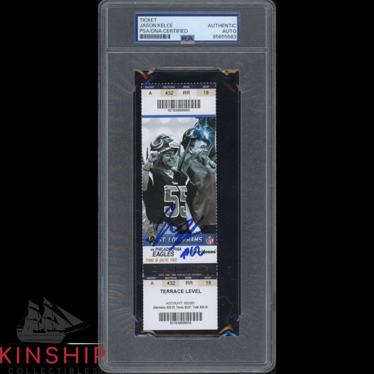 Jason Kelce signed Debut Ticket PSA DNA Slab Eagles Football Auto Grade 10 C5566