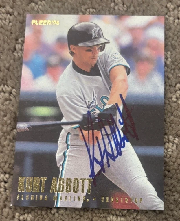 1996 Fleer #380 Kurt Abbott signed autographed card Florida Marlins