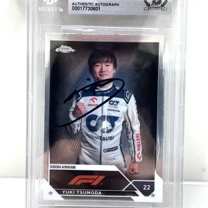 YUKI TSUNODA SIGNED 2023 TOPPS CHROME CARD F1 FORMULA BECKETT ENCAPS