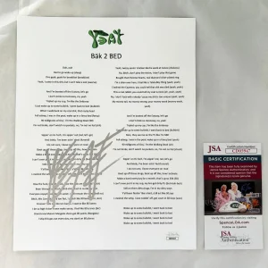 Yeat Signed Lyric Sheet JSA COA