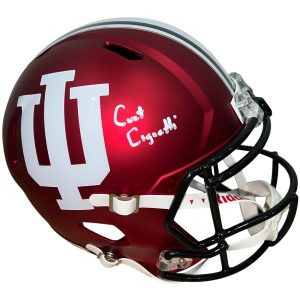 CURT CIGNETTI SIGNED AUTOGRAPHED INDIANA HOOSIERS FOOTBALL FULL SIZE HELMET JSA