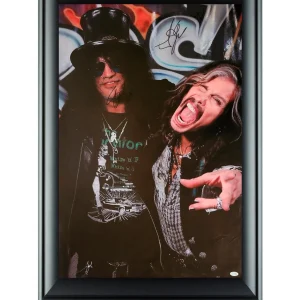 Aerosmith Steven Tyler Guns N Roses Slash Signed 24x36 Framed Canvas ACOA