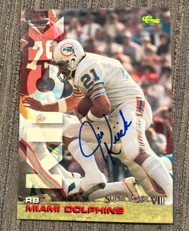 1995 Classic Jim Kiick signed Autographed card Miami Dolphins COA #SP 5
