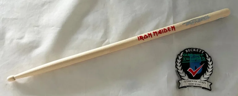 Nicko McBrain Signed Drumstick Iron Maiden Beckett BAS 7 COA