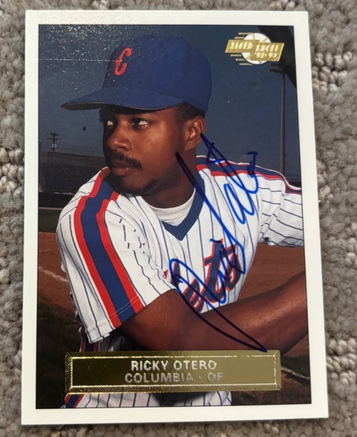 RICKY OTERO 1992-93 FLEER EXCEL AUTOGRAPHED SIGNED # 77 COLUMBIA METS CARD