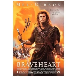 Mel Gibson Signed 1995 Braveheart 27x40 Movie Poster
