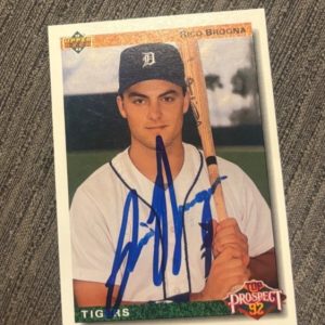 1992 Upper Deck Top Prospect Rico Brogna signed autographed card Detroit Tigers