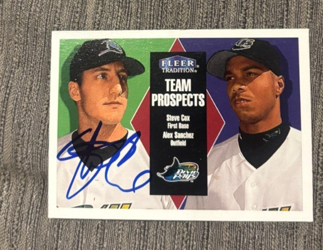 2000 Fleer Tradition Steve Cox signed autographed #78 Tampa Bay Devil Rays Card