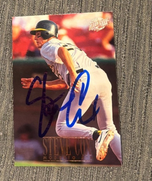 Steve Cox Signed Auto 1996 Fleer Excel #97 signed autographed card Oakland A's