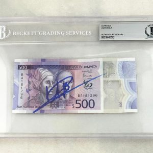 Usain Bolt Signed Official Jamaican Currency $500 Olympic Champion Beckett BA...